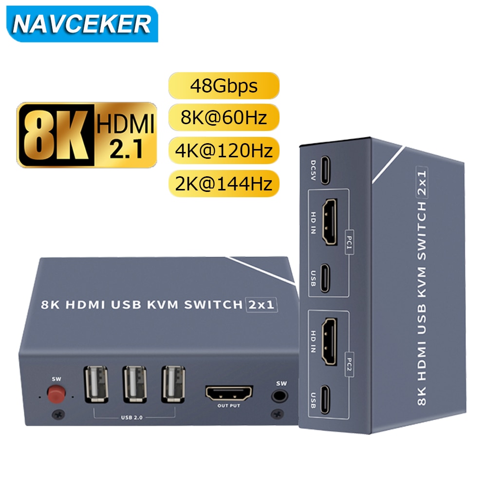 8K HDMI ȣȯ й, 4K KVM ġ, USB 2 in 1 ó, ǻ  Ű  콺 EDID / HDCP Ϳ
